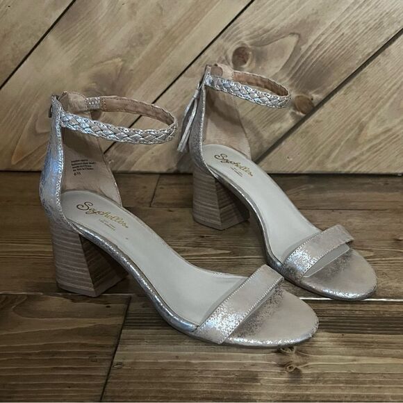 Seychelles Fury Sandal ankle strap pump metallic gold - Picture 1 of 7